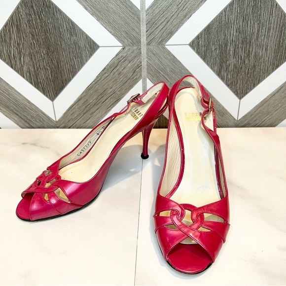 Stuart Weitzman Slingback Hot Pink 4" Heels Size 6.5 barbiecore - Picture 1 of 11